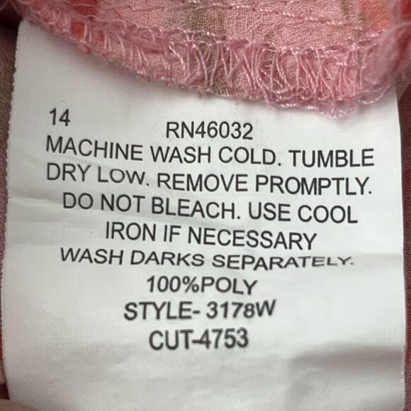 N Touch Tunic Top Women’s Sz 2X Roll Tab Sleeves Boho Coral Floral Lightweight - Picture 8 of 8